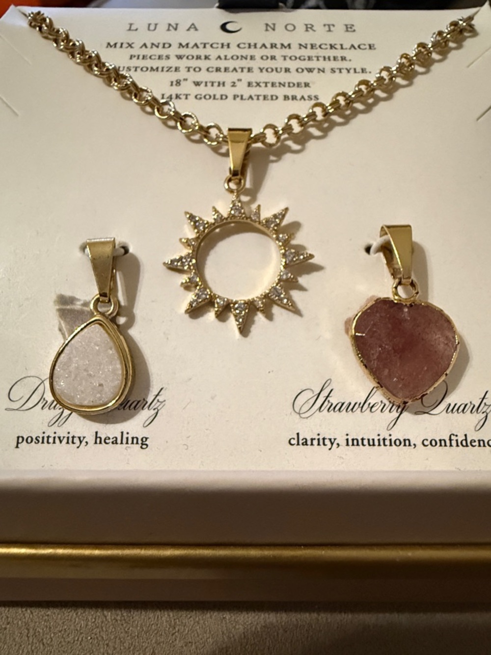 NIB Luna Norte Mix & Match Charm Necklace with Quartz - Picture 8 of 8
